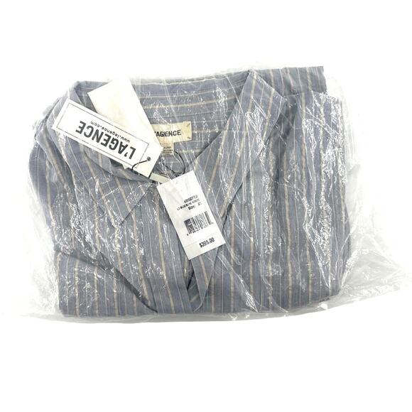 L'Agence Women's Light Blue/Bone Stripe Daniella Shirt Size XL - Picture 3 of 9
